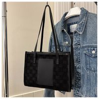 Women's Pu Leather Plaid Streetwear Square Zipper Tote Bag sku image 1