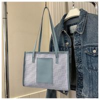 Women's Pu Leather Plaid Streetwear Square Zipper Tote Bag sku image 4
