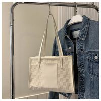 Women's Pu Leather Plaid Streetwear Square Zipper Tote Bag sku image 2