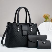 Women's Pu Leather Solid Color Vintage Style Square Zipper Bag Sets sku image 2