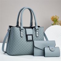 Women's Pu Leather Solid Color Vintage Style Square Zipper Bag Sets sku image 7