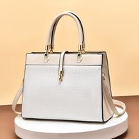 Women's Pu Leather Plaid Solid Color Elegant Vintage Style Square Zipper Buckle Handbag sku image 1