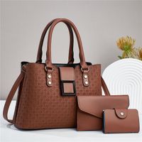 Women's Pu Leather Solid Color Vintage Style Square Zipper Bag Sets main image 2