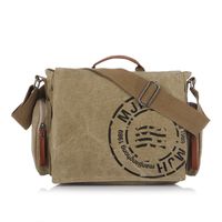 Men's Letter Solid Color Canvas Flip Cover Handbag main image 5