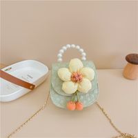 Girl's Pu Leather Flower Cute Square Flip Cover Handbag sku image 3