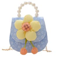 Girl's Pu Leather Flower Cute Square Flip Cover Handbag main image 7