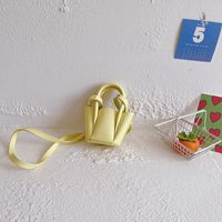 Girl's Pu Leather Solid Color Cute Square Open Handbag sku image 4