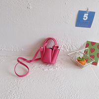 Girl's Pu Leather Solid Color Cute Square Open Handbag sku image 2