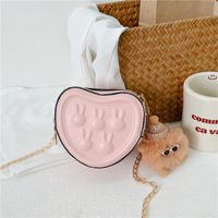 Girl's Pu Leather Animal Cute Heart-shaped Zipper Crossbody Bag sku image 2