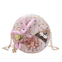 Girl's Cotton And Linen Animal Cute Round Zipper Crossbody Bag sku image 3