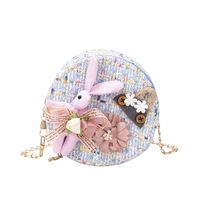 Girl's Cotton And Linen Animal Cute Round Zipper Crossbody Bag sku image 4