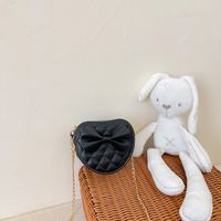 Girl's Pu Leather Bow Knot Cute Heart-shaped Zipper Crossbody Bag sku image 1