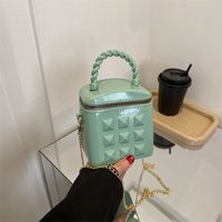 Girl's Pvc Solid Color Elegant Square Zipper Handbag sku image 3