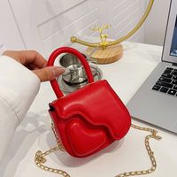 Girl's Pu Leather Solid Color Streetwear Square Magnetic Buckle Handbag sku image 1