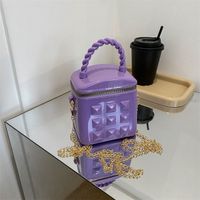 Girl's Pvc Solid Color Elegant Square Zipper Handbag sku image 5