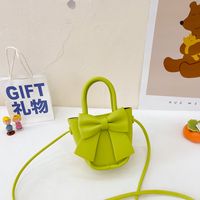 Girl's Pu Leather Solid Color Bow Knot Cute Square Magnetic Buckle Handbag sku image 7