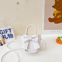 Girl's Pu Leather Solid Color Bow Knot Cute Square Magnetic Buckle Handbag sku image 3