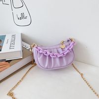 Girl's Pu Leather Solid Color Streetwear Dumpling Shape Open Crossbody Bag sku image 4