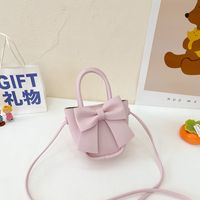 Girl's Pu Leather Solid Color Bow Knot Cute Square Magnetic Buckle Handbag sku image 6
