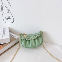 Girl's Pu Leather Solid Color Streetwear Dumpling Shape Open Crossbody Bag sku image 6