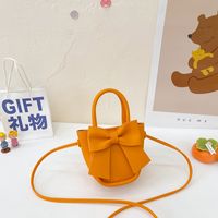 Girl's Pu Leather Solid Color Bow Knot Cute Square Magnetic Buckle Handbag sku image 8