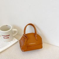 Girl's Pu Leather Solid Color Cute Semicircle Zipper Handbag sku image 4