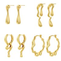 1 Pair Ig Style Casual Simple Style Water Droplets Plating Copper 18k Gold Plated Ear Studs main image 1