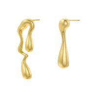 1 Pair Ig Style Casual Simple Style Water Droplets Plating Copper 18k Gold Plated Ear Studs sku image 5
