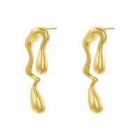 1 Pair Ig Style Casual Simple Style Water Droplets Plating Copper 18k Gold Plated Ear Studs sku image 7