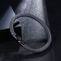 Retro Solid Color Stainless Steel Pu Leather Plating Men's Bangle main image 3