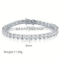Casual Classic Style Round Brass 18k Gold Plated Platinum Plated Rhodium Plated Zircon Tennis Bracelet In Bulk main image 3