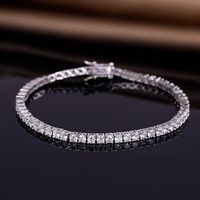 Casual Classic Style Round Brass 18k Gold Plated Platinum Plated Rhodium Plated Zircon Tennis Bracelet In Bulk sku image 1