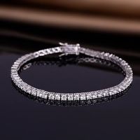 Casual Classic Style Round Brass 18k Gold Plated Platinum Plated Rhodium Plated Zircon Tennis Bracelet In Bulk sku image 7