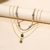 Casual Flower Alloy Inlay Rhinestones Women's Layered Necklaces main image 3