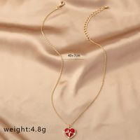 Sweet Korean Style Electrocardiogram Heart Shape Wings Rhinestones Pearl Alloy Wholesale Pendant Necklace sku image 2