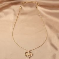 Sweet Korean Style Electrocardiogram Heart Shape Wings Rhinestones Pearl Alloy Wholesale Pendant Necklace main image 4