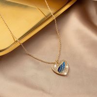 Sweet Korean Style Electrocardiogram Heart Shape Wings Rhinestones Pearl Alloy Wholesale Pendant Necklace main image 1
