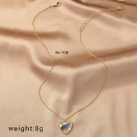 Sweet Korean Style Electrocardiogram Heart Shape Wings Rhinestones Pearl Alloy Wholesale Pendant Necklace sku image 1