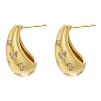1 Pair Ig Style Casual Simple Style Water Droplets Plating Inlay Copper Zircon 18k Gold Plated Ear Studs sku image 10