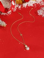 Wholesale Casual Cute Lady Snowman Stainless Steel Imitation Pearl Pendant Necklace main image 2