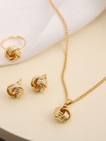 Elegant Streetwear Solid Color White Gold Plated Gold Plated Copper Wholesale Rings Earrings Necklace main image 3