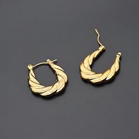 1 Paire Reine Style Simple Géométrique Placage Acier Inoxydable Plaqué Or 18k Boucles D'oreilles Cerceau main image 3