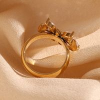 Elegant Basic Classic Style Butterfly Stainless Steel Plating Inlay Zircon 18k Gold Plated Rings main image 4