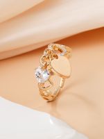 Copper Gold Plated Elegant Inlay Heart Shape Zircon Open Rings main image 1