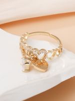 Copper Gold Plated Elegant Inlay Heart Shape Zircon Open Rings main image 2