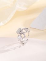 Copper Gold Plated Elegant Inlay Heart Shape Zircon Open Rings main image 7