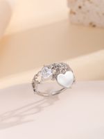 Copper Gold Plated Elegant Inlay Heart Shape Zircon Open Rings main image 6