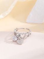 Copper Gold Plated Elegant Inlay Heart Shape Zircon Open Rings main image 5
