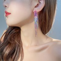 1 Pair Glam Lady Shiny Solid Color Inlay Alloy Rhinestones Silver Plated Drop Earrings sku image 23
