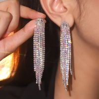 1 Pair Glam Lady Shiny Solid Color Inlay Alloy Rhinestones Silver Plated Drop Earrings sku image 17